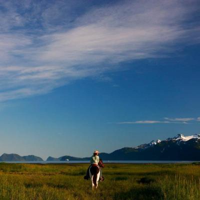 a person standing on top of a grass covered field